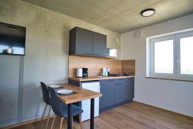 Apartment in Hankofen mit Küchenzeile, Esstisch und TV