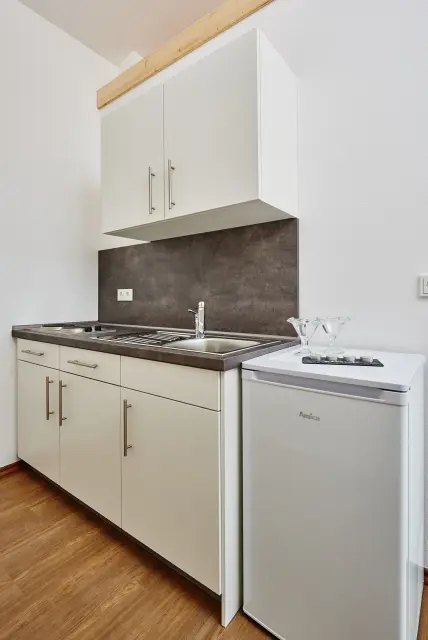 Küchenzeile in einer möblierten Unterkunft in Pilsting
